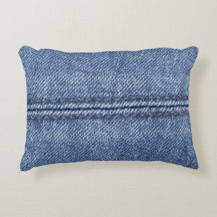 Macro Blue Denim, close-up textuur. Accent Kussen
