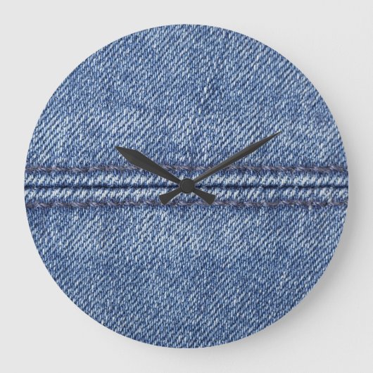 Macro Blue Denim, close-up textuur. Grote Klok (Voorkant)