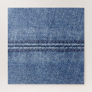 Macro Blue Denim, close-up textuur. Legpuzzel