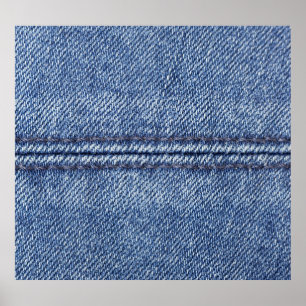 Macro Blue Denim, close-up textuur. Poster