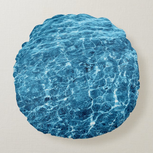 Macro Bubbling Blue Zee Foto Rond Kussen (Voorkant)