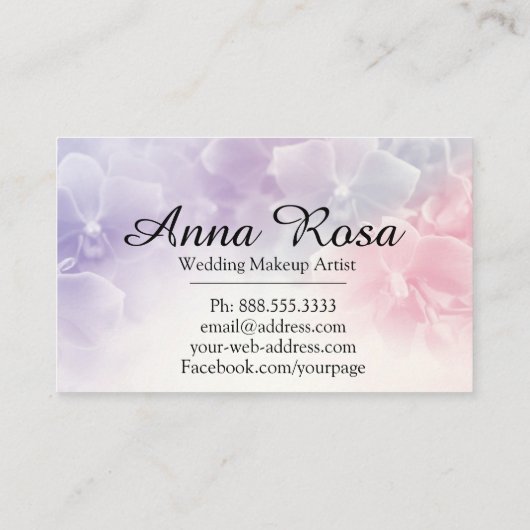 ~* Macro Foto Elegant Roze + Lavendel Bloem Visitekaartje (Achterkant)