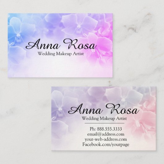 ~* Macro Foto Elegant Roze + Lavendel Bloem Visitekaartje (Voorkant / Achterkant)