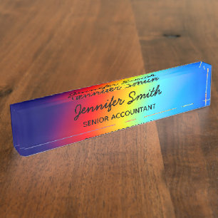 Macro Foto Holografische Regenboog Gradiënt Naambordje
