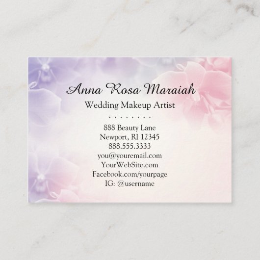 *~* Macro Foto roze lavendel Visitekaartje (Achterkant)