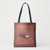 Macro-foto van slak op terracotta tote bag (Voorkant)
