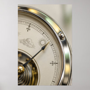 Macro fotografie van een vintage barometer wijzerp poster