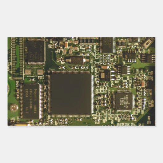 Macro groene printplaat | PCB-foto Rechthoekige Sticker (Voorkant)
