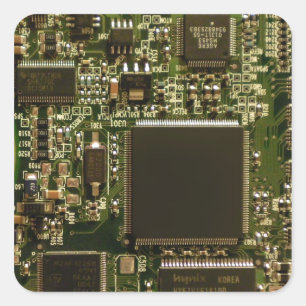 Macro groene printplaat PCB-foto Vierkante Sticker