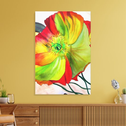 Macro-oranje waterverf canvas afdruk (Insitu (Woonkamer))