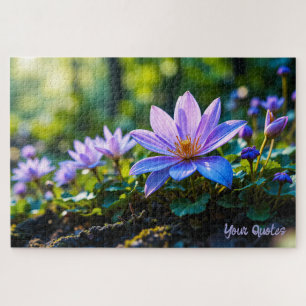 Macro Paarse Bos Wilde Bloemen met Dauw Legpuzzel