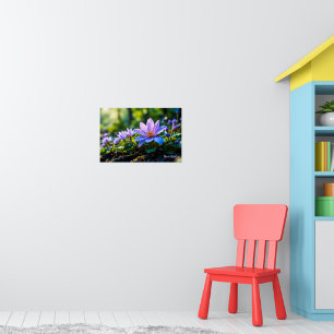 Macro Paarse Bos Wilde Bloemen met Dauw Poster