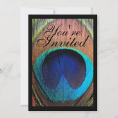 Macro Peacock Feather Rich Blues Uitnodiging (Voorkant)