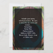 Macro Peacock Feather Rich Blues Uitnodiging (Achterkant)