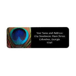 Macro Peacock Feather Rich Blugraphic Etiket