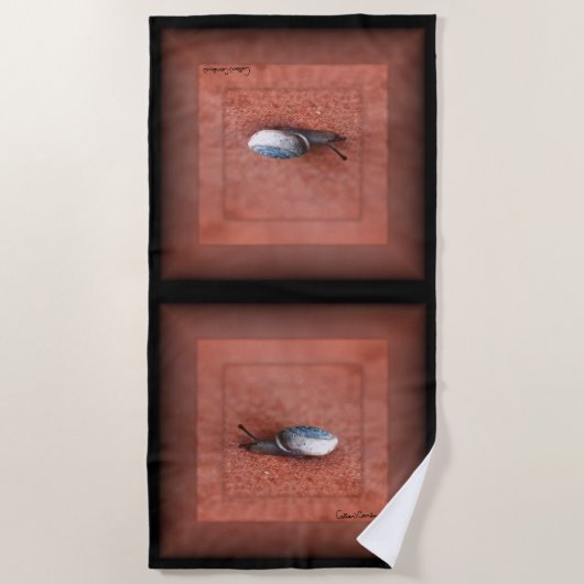 Macro Photograph of Snail on Terracotta Strandlaken (Voorkant)