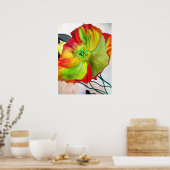 Macro Poppy original waterverf flower art Poster (Keuken)