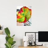 Macro Poppy original waterverf flower art Poster (Thuiskantoor)