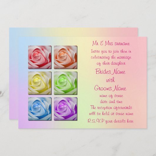 Macro Rainbow Rozen Wedding Invitting Kaart (Voorkant / Achterkant)