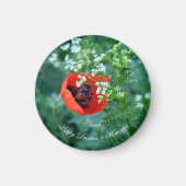 Macro Red Poppy Photo | Custom Name Floral Magnet (Voorkant)