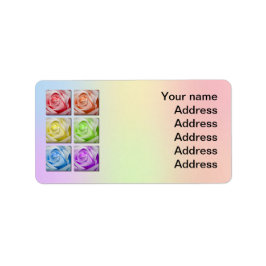 Macro Regenboog Rozen Bruiloft Adres Label