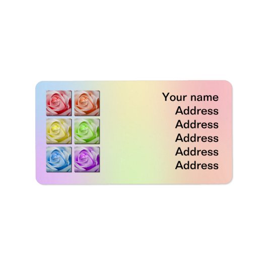 Macro Regenboog Rozen Bruiloft Adres Label (Voorkant)