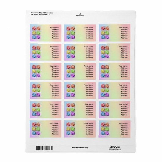 Macro Regenboog Rozen Bruiloft Adres Label (Full Sheet)