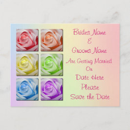 Macro Regenboog Rozen bruiloft Save the date Aankondigingskaart