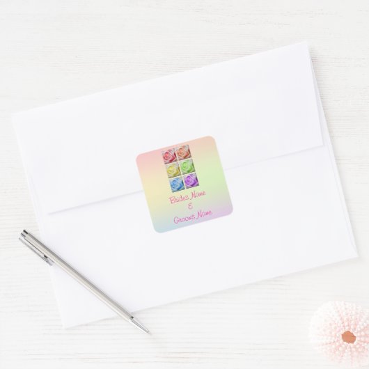Macro Regenboog Rozen Bruiloft Stickers (Envelop)