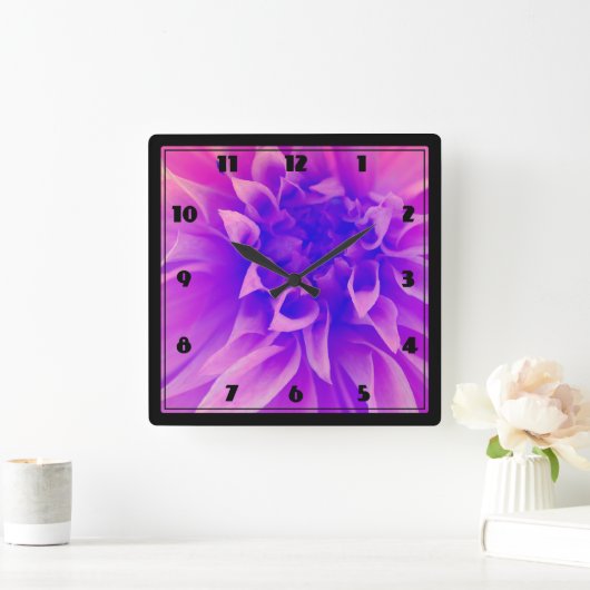 Macro Roze Bloem Vierkante Klok (Huis)