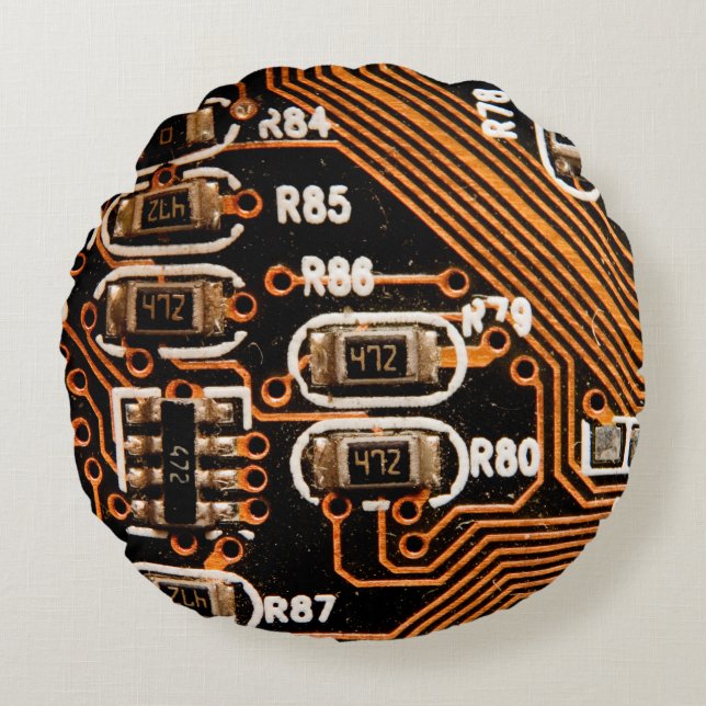 macro-shot van het schakelbord, kabels, condensato rond kussen (Voorkant)