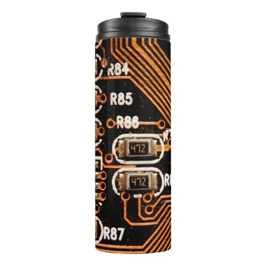 macro-shot van het schakelbord, kabels, condensato thermosbeker (Voorkant)