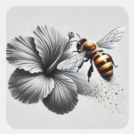 Macro-Uitzicht van een honingbij Vierkante Sticker (Voorkant)