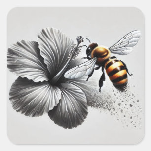 Macro-Uitzicht van een honingbij Vierkante Sticker