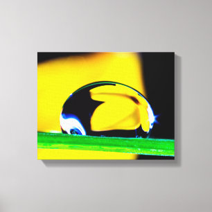 Macro Water Drop Yellow Flower Foto Canvas Afdruk