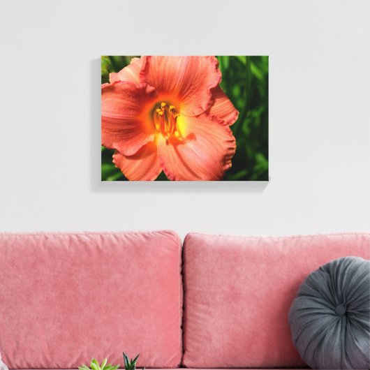 Macrobeeld van daglelie canvas afdruk (Insitu (Woonkamer))