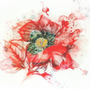 Macrobloesem van de rode Waterverf Sticker