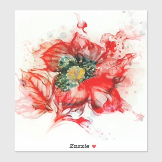 Macrobloesem van de rode Waterverf Sticker (Vel)