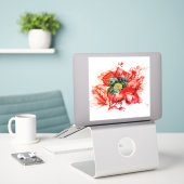 Macrobloesem van de rode Waterverf Sticker (Laptop op bureau)