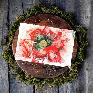 Macrobloesem van de rode Waterverf Tissuepapier