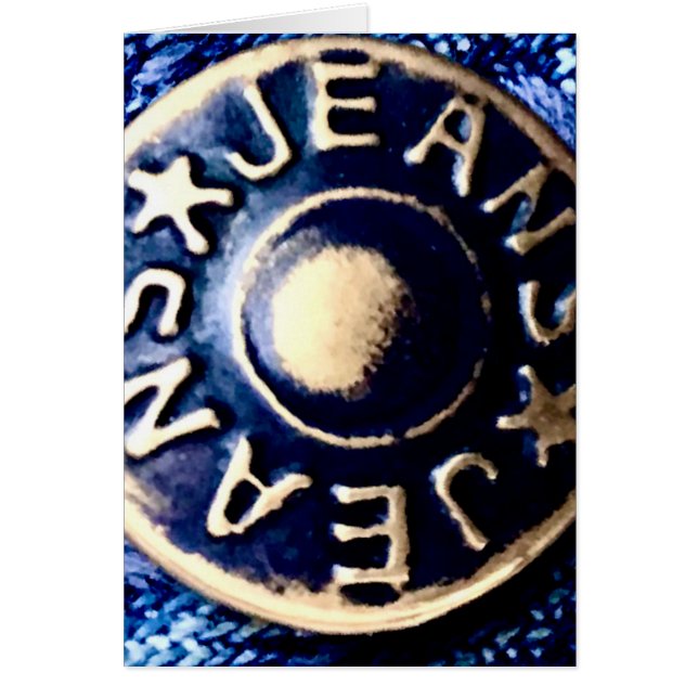 Macroclose-up van een bronzen jeansknop (Voorkant)