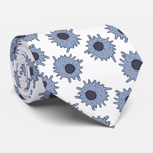 Macrofagen - Blauw op Wit Stropdas (Opgerold)