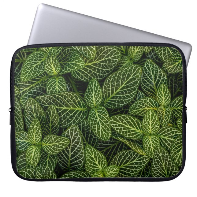 Macrofoto van groene planten laptop sleeve (Voorkant)