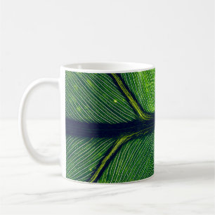 Macrofotografie van groen blad koffiemok