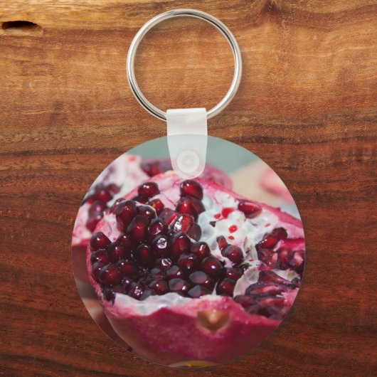 Macrofotozaad van granaatappelzaad rood sleutelhanger (Voorkant)