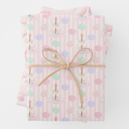 Macron Afternoon Tea Party Patroon Inpakpapier Vel (In situ)