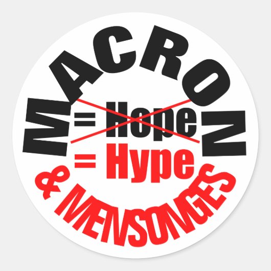 MACRON Hype en Lie MENSONGES RS Ronde Sticker (Voorkant)