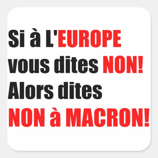 MACRON = Mondialisatietekleurticker Vierkante Sticker (Voorkant)