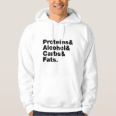 Macronutriënten. Eiwitten & Alcohol & Carbs & Vett Hoodie (Voorkant)
