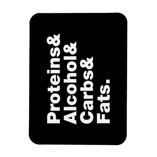 Macronutriënten. Eiwitten & Alcohol & Carbs & Vett Magneet (Verticaal)